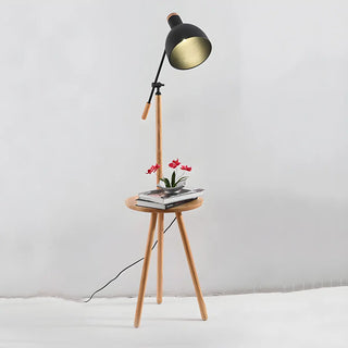 Adjustable Dome Wooden Floor Lamp with Side Table Zawala Image - 7