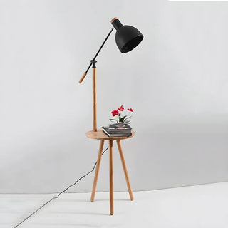 Adjustable Dome Wooden Floor Lamp with Side Table Zawala Image - 9