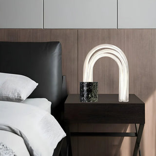 Simple Creative Marble Base Glass Pipe Shape Table Lamp Zawala Image - 1