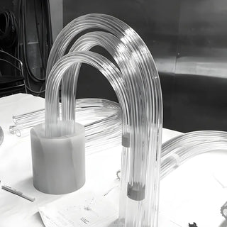 Simple Creative Marble Base Glass Pipe Shape Table Lamp Zawala Image - 7