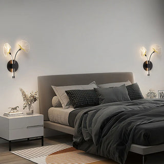 Modern Dual Leaf Bedside Metal LED Wall Sconce Zawala Image - 1