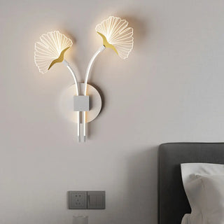 Modern Dual Leaf Bedside Metal LED Wall Sconce Zawala Image - 4