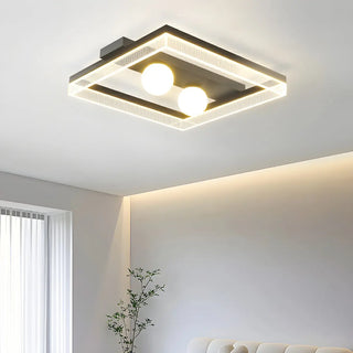 Modish Square Black Dimmable Flush Mount Ceiling Light Zawala Image - 1