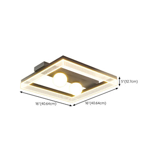 Modish Square Black Dimmable Flush Mount Ceiling Light Zawala #size