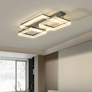 Modish Square Black Dimmable Flush Mount Ceiling Light Zawala Image - 2