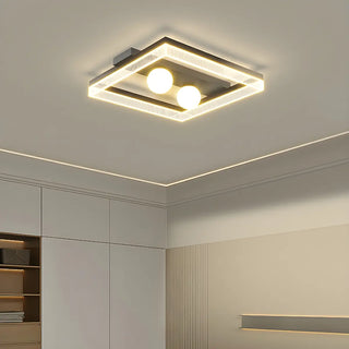 Modish Square Black Dimmable Flush Mount Ceiling Light Zawala Image - 3