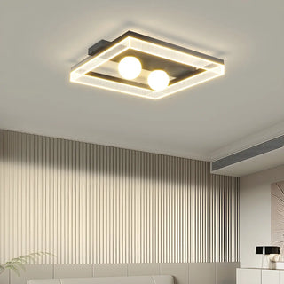 Modish Square Black Dimmable Flush Mount Ceiling Light Zawala Image - 6