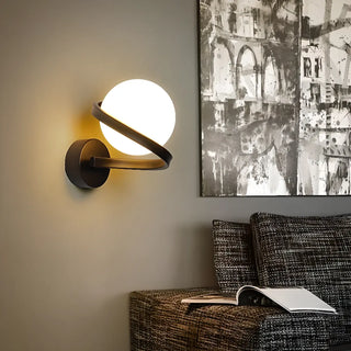 Modish Sphere Metal Small Ambient Wall Light Black Zawala Image - 1