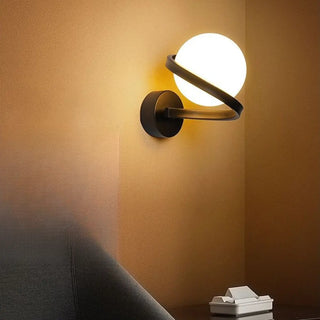 Modish Sphere Metal Small Ambient Wall Light Black Zawala Image - 3