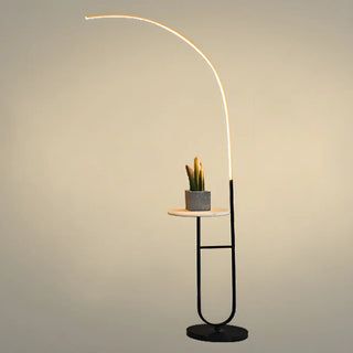 Modish Black Arc LED Floor Lamp with Side Table Zawala Image - 10
