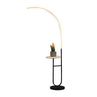 Modish Black Arc LED Floor Lamp with Side Table Zawala Image - 11