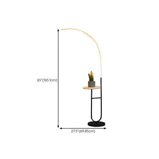 Modish Black Arc LED Floor Lamp with Side Table Zawala #size
