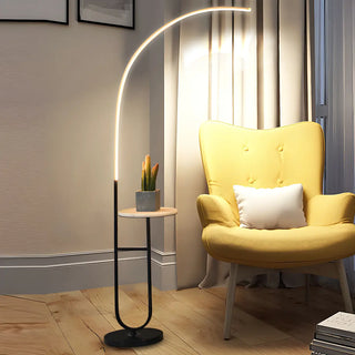 Modish Black Arc LED Floor Lamp with Side Table Zawala Image - 4