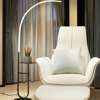 Modish Black Arc LED Floor Lamp with Side Table Zawala Image - 8