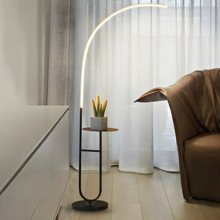 Modish Black Arc LED Floor Lamp with Side Table Zawala Image - 9
