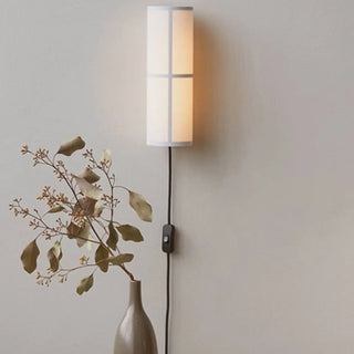 Japanese Style Cylinder Fabric Shade Wall Sconce Zawala Image - 5