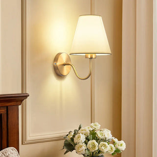 Modish White Fabric Shade Cylinder LED Wall Sconce Zawala Image - 1