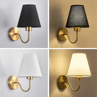 Modish White Fabric Shade Cylinder LED Wall Sconce Zawala Image - 11