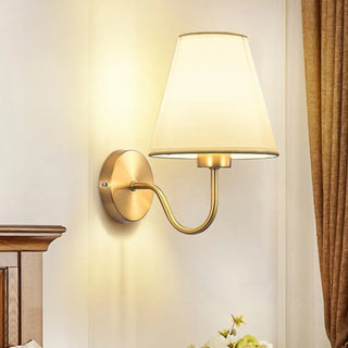 Modish White Fabric Shade Cylinder LED Wall Sconce Zawala Image - 2