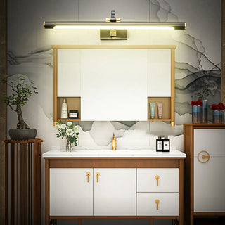 Rotating Modish Gold Linear Metal Vanity Bathroom Light Zawala Image - 2
