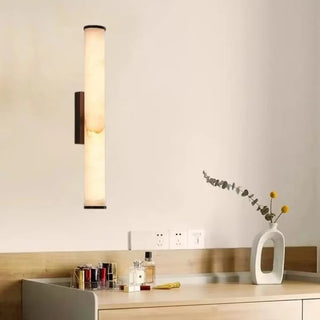 Modern Black Cylinder Alabaster LED Wall Sconce Zawala Image - 1