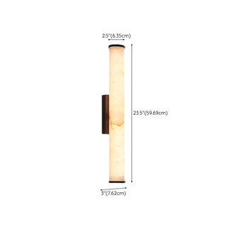 Modern Black Cylinder Alabaster LED Wall Sconce Zawala Image - 10