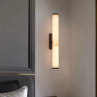 Modern Black Cylinder Alabaster LED Wall Sconce Zawala Image - 2