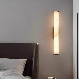 Modern Black Cylinder Alabaster LED Wall Sconce Zawala Image - 3