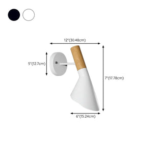 Modish Wood Color and Cone Metal Bedside Wall Sconce Zawala #size