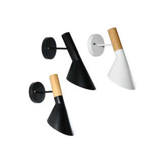 Modish Wood Color and Cone Metal Bedside Wall Sconce Zawala Image - 3