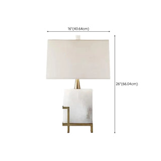 Contemporary Rectangular White Alabaster Fabric Table Lamp Zawala #size