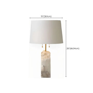 Contemporary Rectangular White Alabaster Fabric Table Lamp Zawala Image - 11