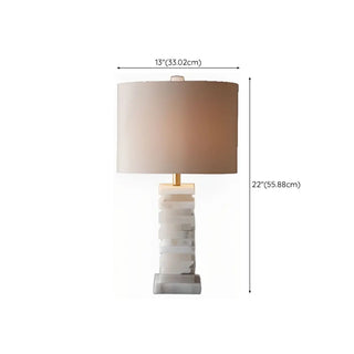 Contemporary Rectangular White Alabaster Fabric Table Lamp Zawala Image - 12
