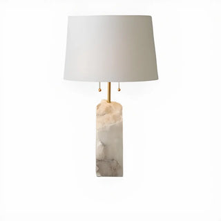 Contemporary Rectangular White Alabaster Fabric Table Lamp Zawala Image - 9