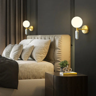 Bedroom White Frosted Glass Globe LED Wall Sconces Zawala Image - 1