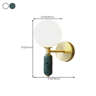 Bedroom White Frosted Glass Globe LED Wall Sconces Zawala #size