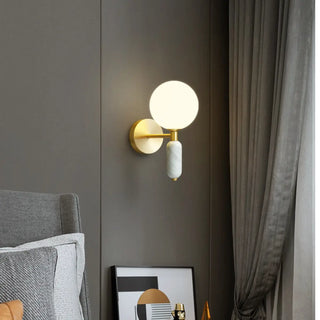 Bedroom White Frosted Glass Globe LED Wall Sconces Zawala Image - 2