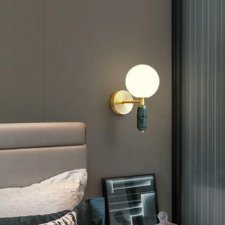 Bedroom White Frosted Glass Globe LED Wall Sconces Zawala Image - 3