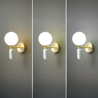 Bedroom White Frosted Glass Globe LED Wall Sconces Zawala Image - 4