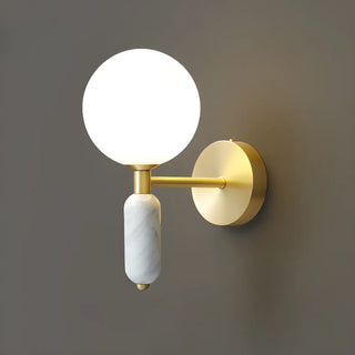 Bedroom White Frosted Glass Globe LED Wall Sconces Zawala Image - 6