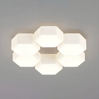 Modular White Hexagonal LED Flush Mount Ceiling Light Zawala Image - 10