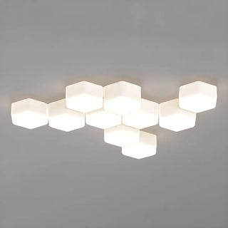 Modular White Hexagonal LED Flush Mount Ceiling Light Zawala Image - 11
