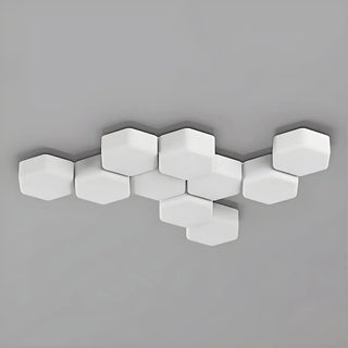 Modular White Hexagonal LED Flush Mount Ceiling Light Zawala Image - 12