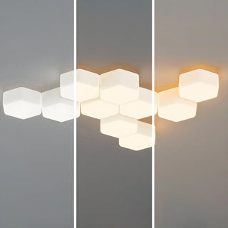 Modular White Hexagonal LED Flush Mount Ceiling Light Zawala Image - 13
