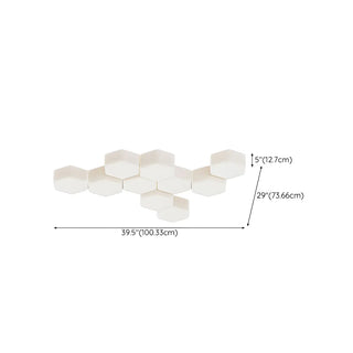 Modular White Hexagonal LED Flush Mount Ceiling Light Zawala Image - 19