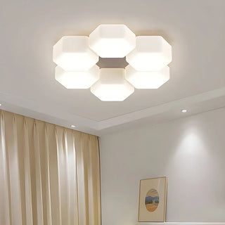 Modular White Hexagonal LED Flush Mount Ceiling Light Zawala Image - 2