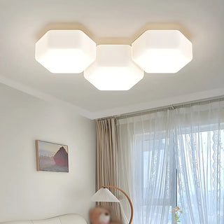 Modular White Hexagonal LED Flush Mount Ceiling Light Zawala Image - 3