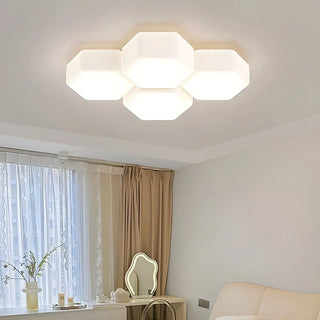 Modular White Hexagonal LED Flush Mount Ceiling Light Zawala Image - 4