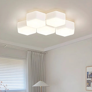 Modular White Hexagonal LED Flush Mount Ceiling Light Zawala Image - 5