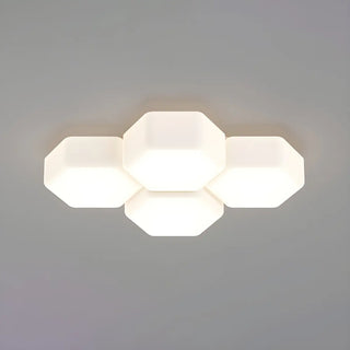 Modular White Hexagonal LED Flush Mount Ceiling Light Zawala Image - 8